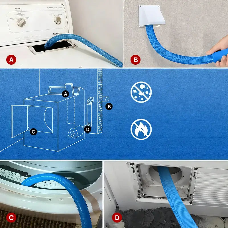 Dryer Vent Cleaner Kit Vacuum Hose Attachment with Universal Stretch Connector Efficient Lint Remover Tool for Laundry Maintenance and Fire Prevention Blue Color