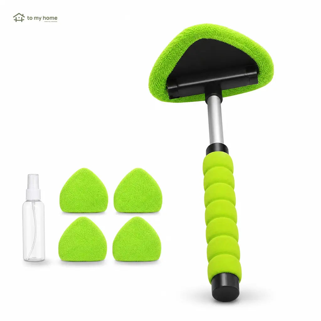 Extendable Windshield Cleaning Tool with 180° Swivel Head and 4 Reusable Microfiber Pads for Interior and Exterior Cars, Trucks, SUVs, and RVs Tomyhome Global