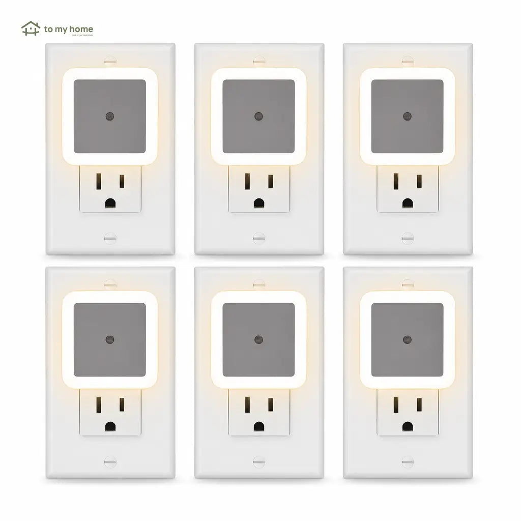 Plug-in LED night lights with dusk-to-dawn sensor, warm white 6-pack for bedrooms, hallways, bathrooms, kitchens and everyday home lighting Tomyhome Global