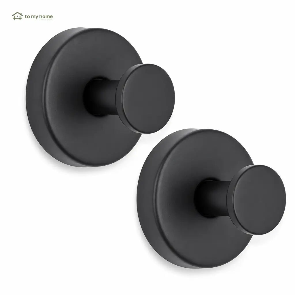 Matte Black Suction Cup Hooks, 2-Pack No-Drill Reusable Wall Hangers for Shower, Bathroom, Kitchen, Towels, Robes and Loofahs Tomyhome Global