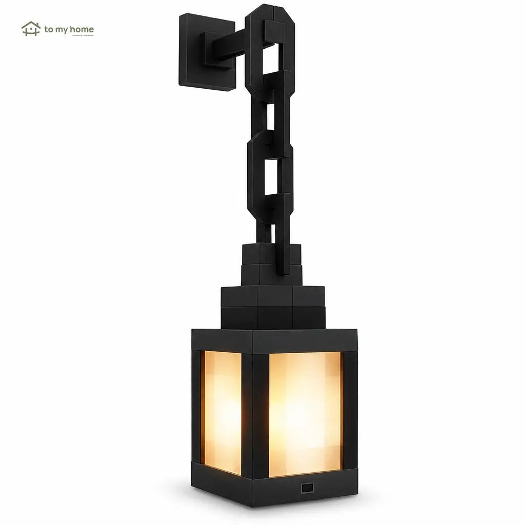 Pixel block lantern night light with 16-color RGB, remote control and USB-C charging for wall, desktop, gaming room and bedroom decor Tomyhome Global