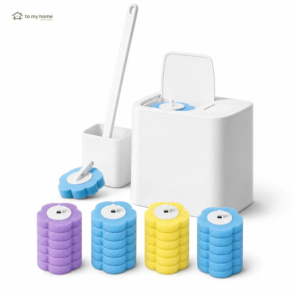 Disposable toilet brush set with 24 scented refills, wall-mounted holder and no-touch head replacement for bathroom cleaning Tomyhome Global