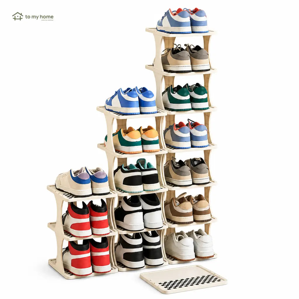 Detachable vertical shoe rack with adjustable 6 or 9 layers for space-saving entryway, bedroom, and closet footwear storage at home Tomyhome Global