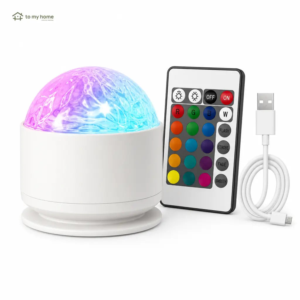 Ocean wave projector lamp with 16-color LED remote control for relaxing bedrooms, parties, romantic nights, small spaces, and cozy home decor Tomyhome Global