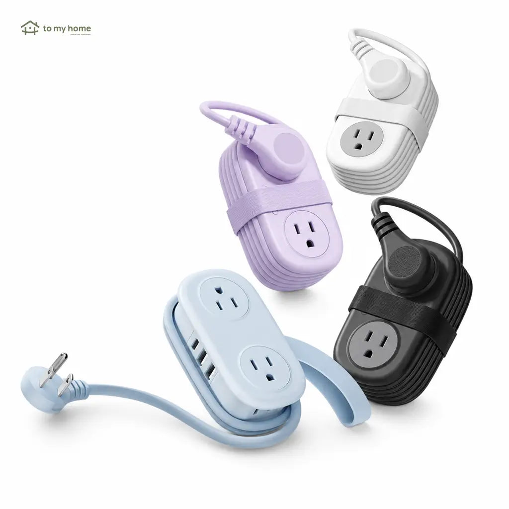 Compact travel power strip with 4 AC outlets, USB-C, flat plug and 1.25 m cord for cruises, hotels and office desks Tomyhome Global