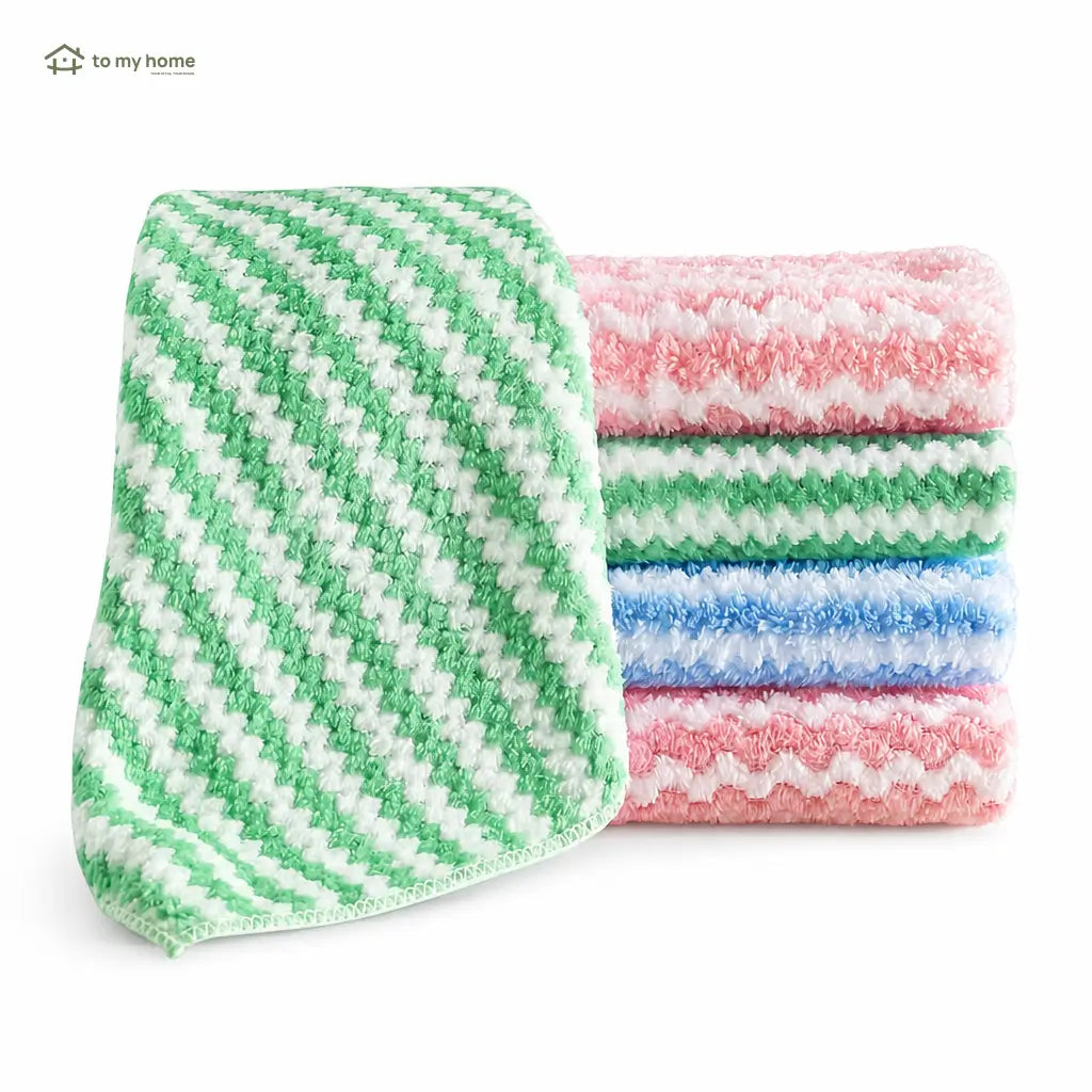 Microfiber cleaning cloths, 10-pack absorbent streak-free towels for dish drying, kitchen washing, striped lint-free everyday chores Tomyhome Global
