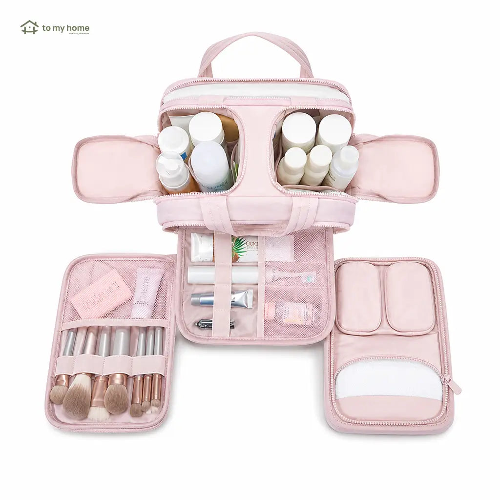 Puffy 4-in-1 travel toiletry bag with waterproof compartments and handles for cosmetics, toiletries, and suitcase organization on weekend getaways and longer trips Tomyhome Global