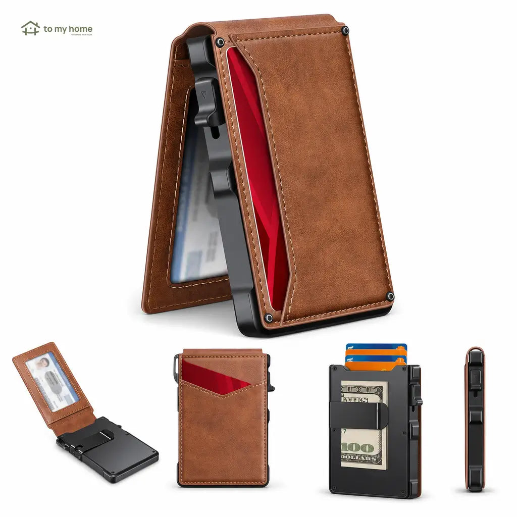 Men’s Slim RFID Blocking Bifold Wallet with Pop-Up Card Access, Removable Money Clip and ID Window for Everyday Pocket Carry Tomyhome Global