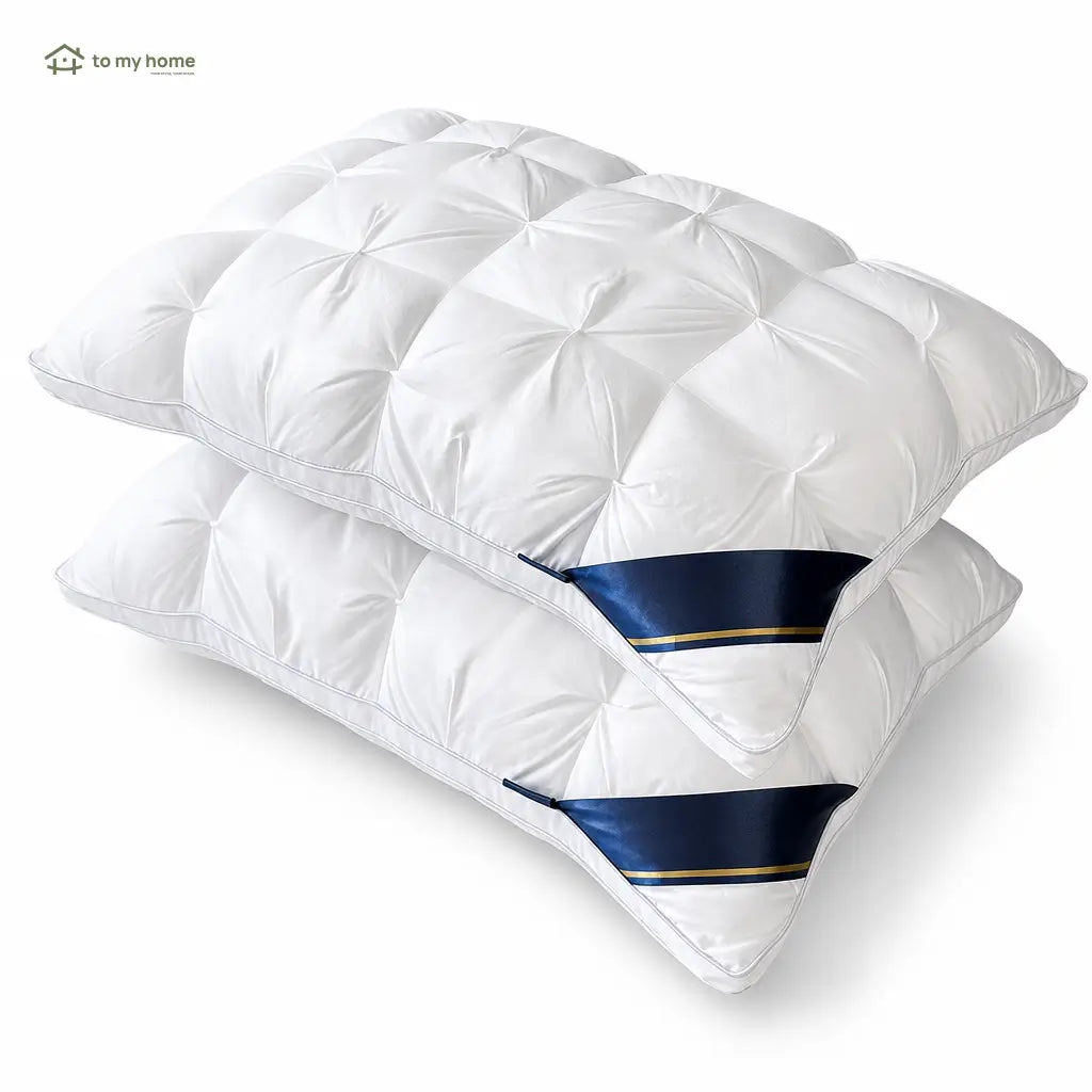 Soft hotel-style down alternative bed pillows with gusseted neck support for side, back, and stomach sleepers, available in queen or king sizes Tomyhome Global