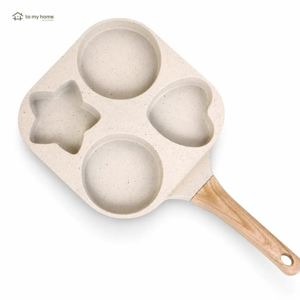 4-Cavity Nonstick Egg Frying Pan with Heart, Star and Round Molds for Fun Daily Breakfasts, Pancakes, Omelets, Toast and Compact Kitchens Tomyhome Global
