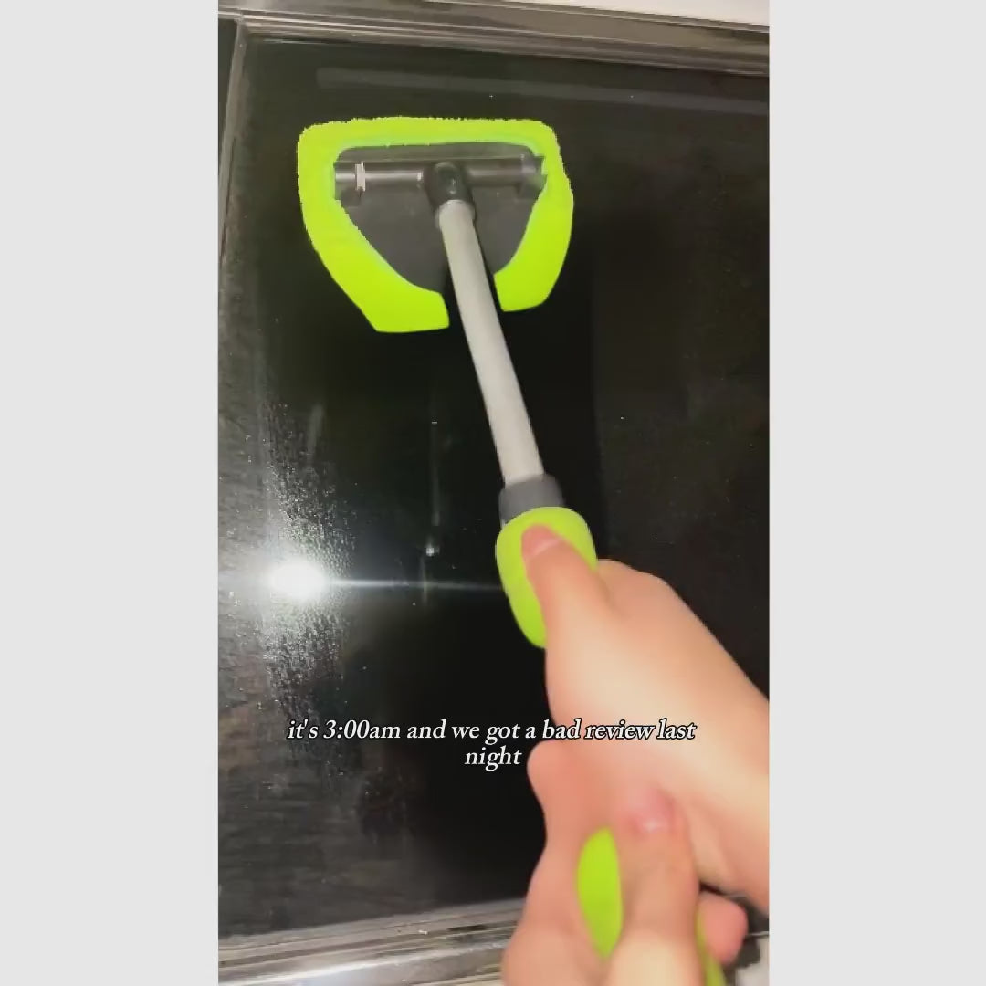 Extendable Windshield Cleaning Tool with 180° Swivel Head and 4 Reusable Microfiber Pads for Interior and Exterior Cars, Trucks, SUVs, and RVs
