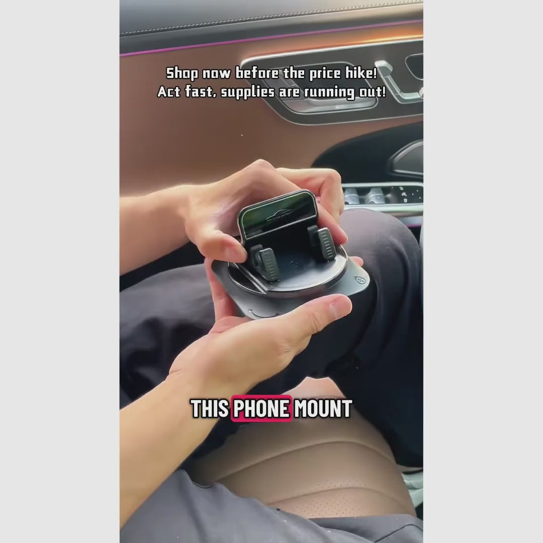 360° Rotating Car Phone Holder with Suction Cup Base for Stable Dashboard Navigation, One-Handed Use, iPhone and Android Phones in Most Cars