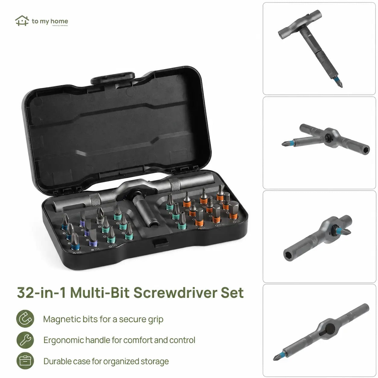 Portable 24-piece precision screwdriver kit with reversible ratchet handle and magnetic bits for quick furniture assembly, computers, bicycles, and household fixes Tomyhome Global