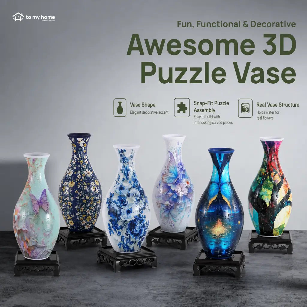 160-Piece 3D Puzzle Vase with Detachable Water Cup for Adult Jigsaw Fans, Creative Flower Arrangements, and Tabletop Home Decor Tomyhome Global
