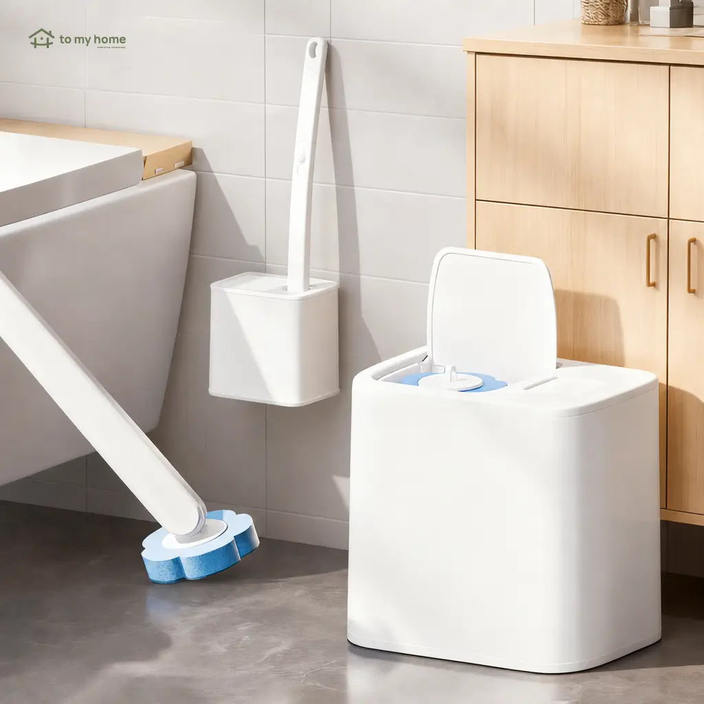 Disposable toilet brush set with 24 scented refills, wall-mounted holder and no-touch head replacement for bathroom cleaning Tomyhome Global