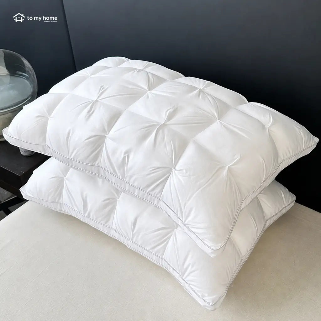 Soft hotel-style down alternative bed pillows with gusseted neck support for side, back, and stomach sleepers, available in queen or king sizes Tomyhome Global