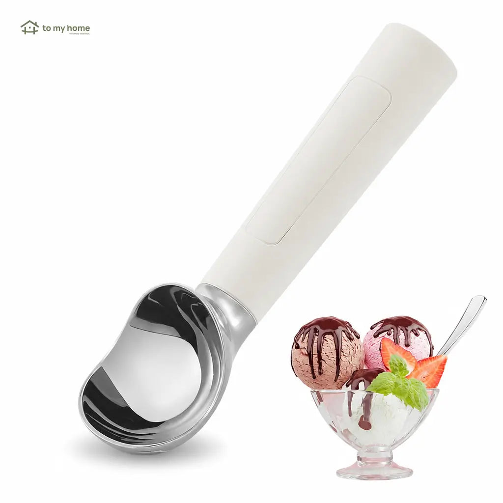 Rechargeable heated ice cream scoop with LED temperature display and 2 oz head for easy serving of hard frozen desserts at home anytime Tomyhome Global