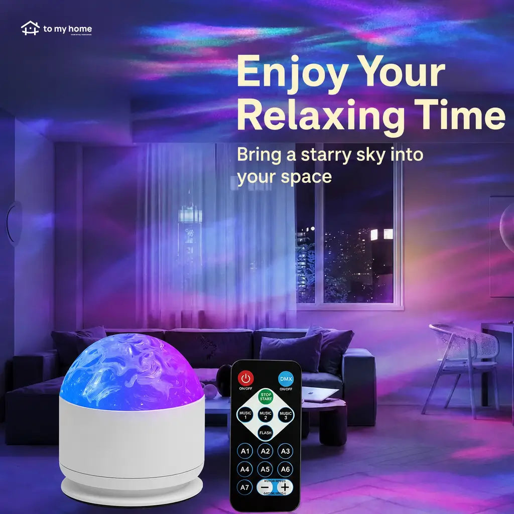 Remote control star projector night light with 16 colors, ocean wave and aurora effects for bedrooms, kids’ rooms and cozy parties Tomyhome Global