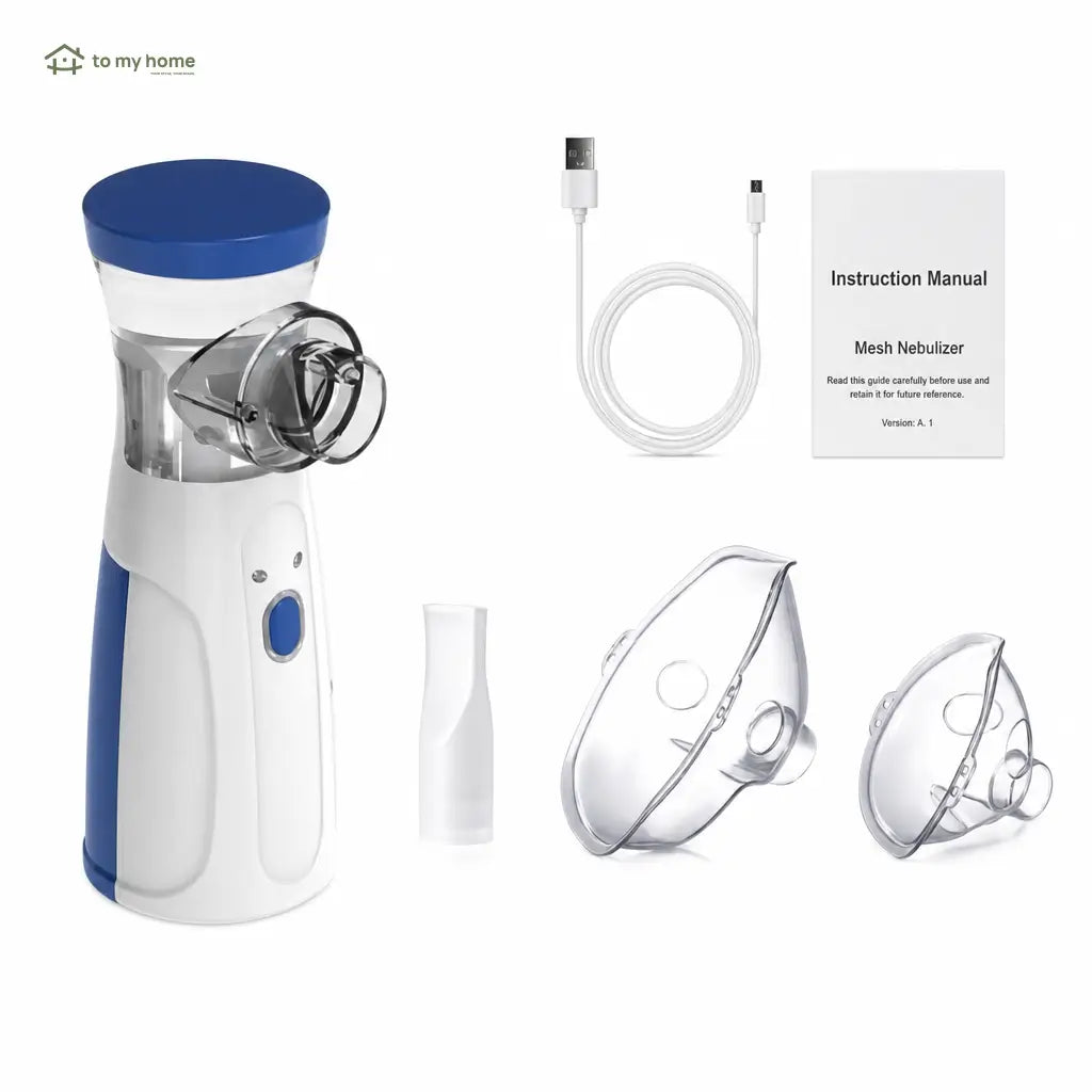 Portable ultrasonic mesh nebulizer with two mist modes, quiet USB rechargeable design for adults and children at home or travel Tomyhome Global