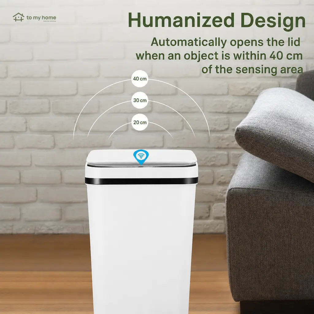 12L Touchless Motion Sensor Trash Can with Airtight Lid, Slim Waterproof Design, and Low-Noise Lid for Kitchen, Bathroom, Bedroom, Office Use Tomyhome Global