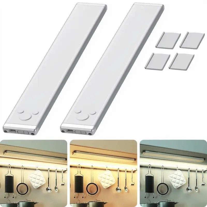 Motion Sensor Under Cabinet Lights 1500mAh USB Rechargeable LED Dimmable Night Light Magnetic for Kitchen Pantry Closet Wardrobe Stairs Sink Home