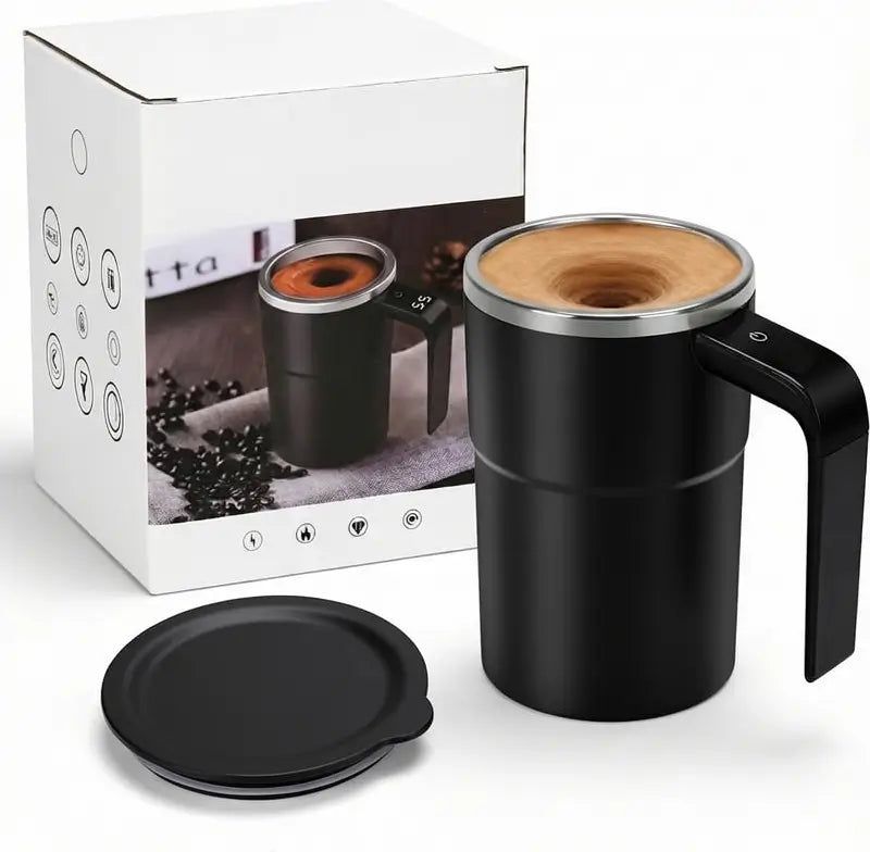 Rechargeable Electric Self-Stirring Coffee Mug Automatic Magnetic Mixing Cup with LCD Thermometer for Milk Tea Cocoa Office Home Travel Kitchen Tool Gadget