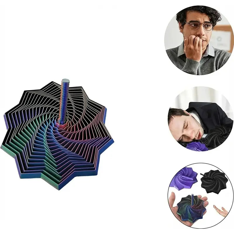 Brinquedo Giratório Espiral Estrela Impresso em 3D com Pega para Alívio de Stress, Movimento Visual Hipnotizante com Som e Luz para Foco no Escritório e Relaxamento Diário