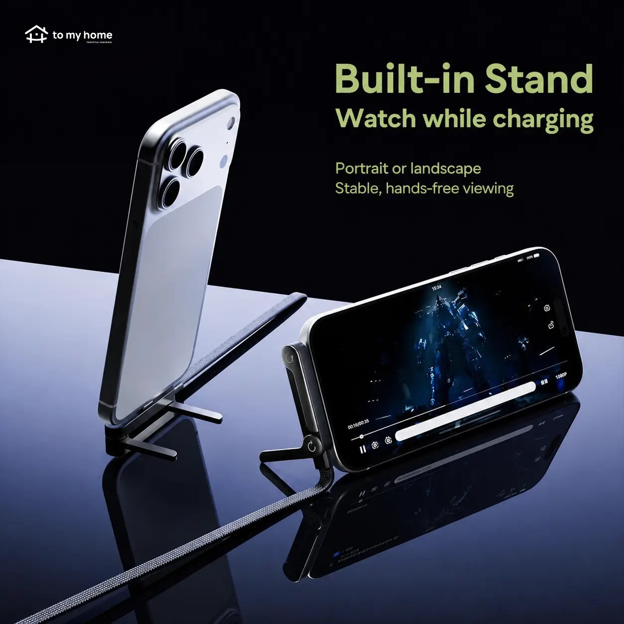 USB-C charging cable with 240W fast charging and hidden phone stand for phones, tablets, and laptops during gaming, office, travel days Tomyhome Global