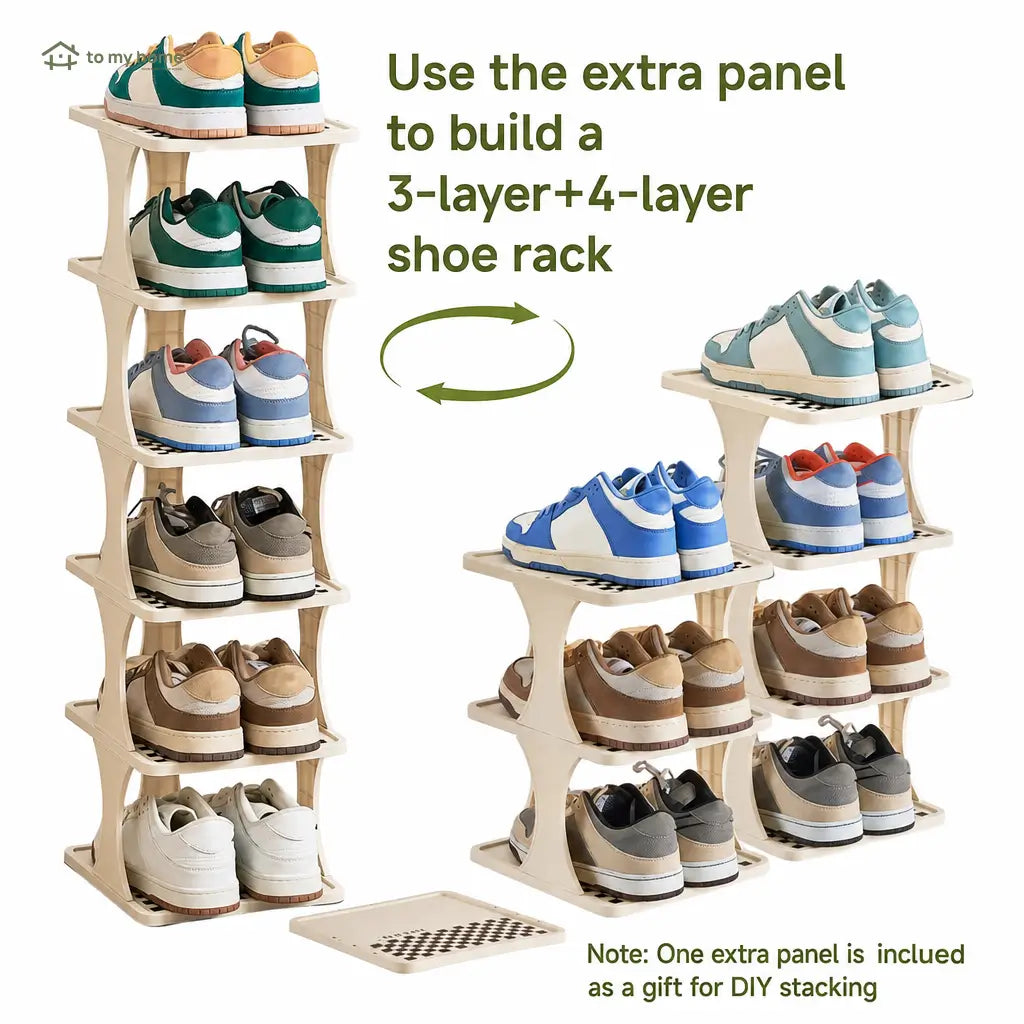 Detachable vertical shoe rack with adjustable 6 or 9 layers for space-saving entryway, bedroom, and closet footwear storage at home Tomyhome Global