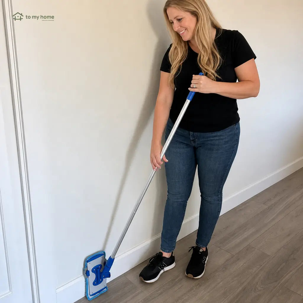 Lightweight baseboard cleaning mop with rotatable microfiber head for dust, pet hair, tile, laminate and hardwood edges without kneeling around the home Tomyhome Global