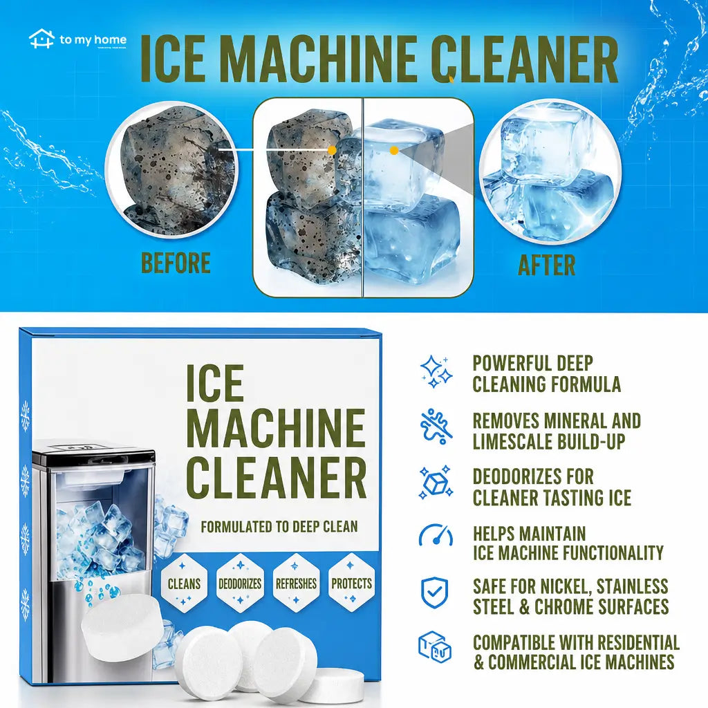 Ice maker cleaner tablets with nickel-safe descaling, 1-year supply for countertop, portable and commercial machines, clearer ice and daily odor control Tomyhome Global