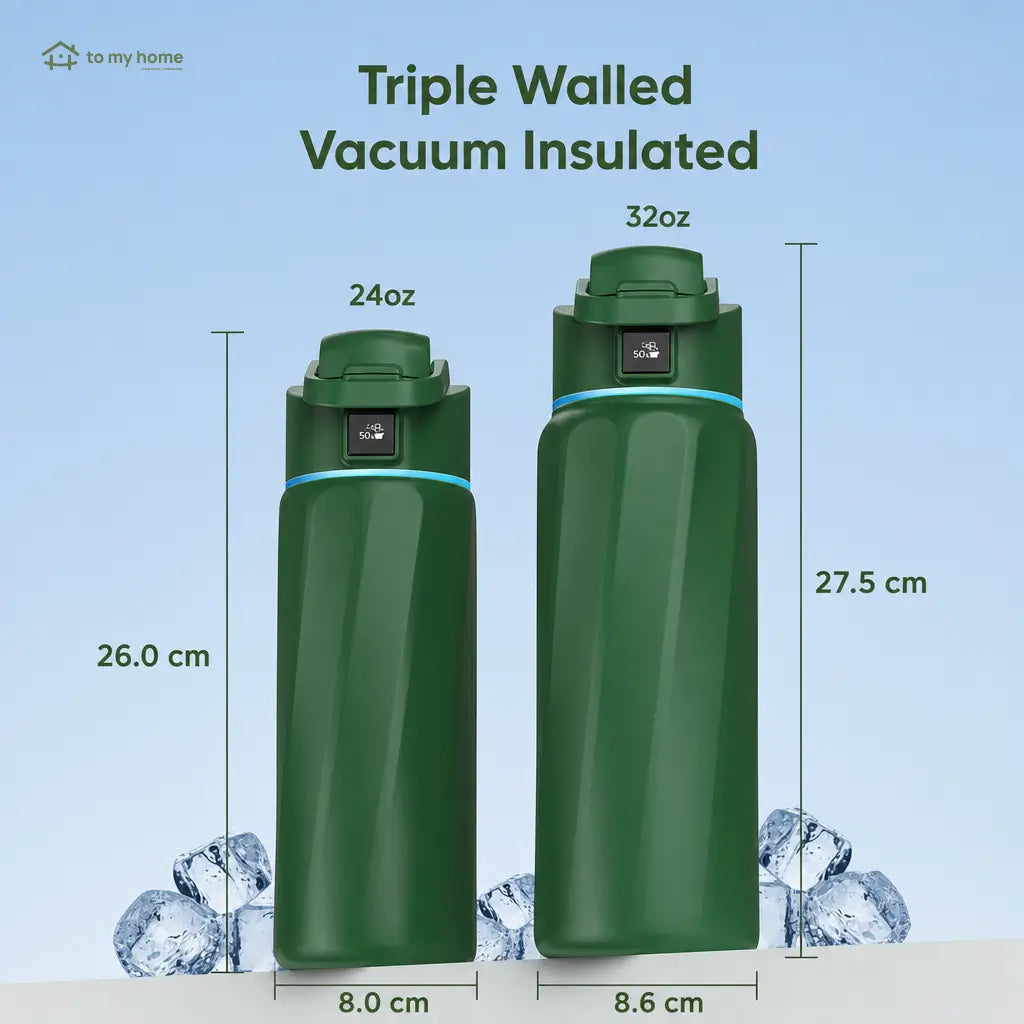 Smart insulated stainless steel water bottle with app tracking, LED reminders, leak-proof design for gym, travel, and daily hydration Tomyhome Global