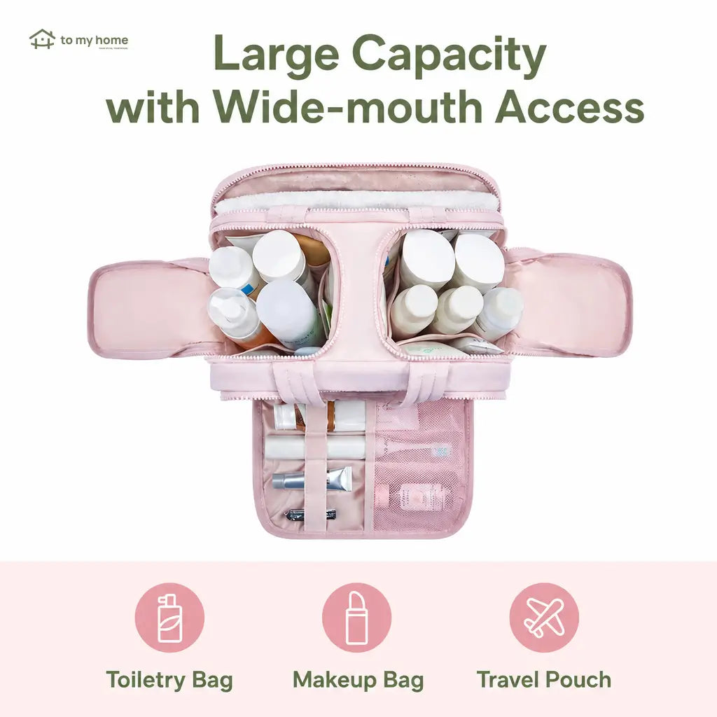 Puffy 4-in-1 travel toiletry bag with waterproof compartments and handles for cosmetics, toiletries, and suitcase organization on weekend getaways and longer trips Tomyhome Global