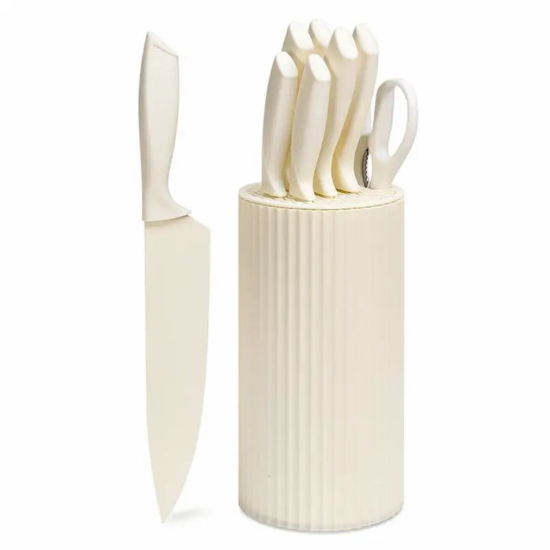 8-Piece Stainless Steel Knife Set with Block Sharp Anti-Rust Ergonomic Handle for Chef Meat Vegetable Slicing Dicing Mincing and Daily Use
