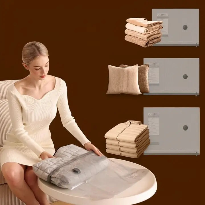 Cordless Travel Vacuum Bag Set with Rechargeable Pump Compression Packing Bags for Luggage Suitcase Space Saving Storage Bags for Travel Clothes