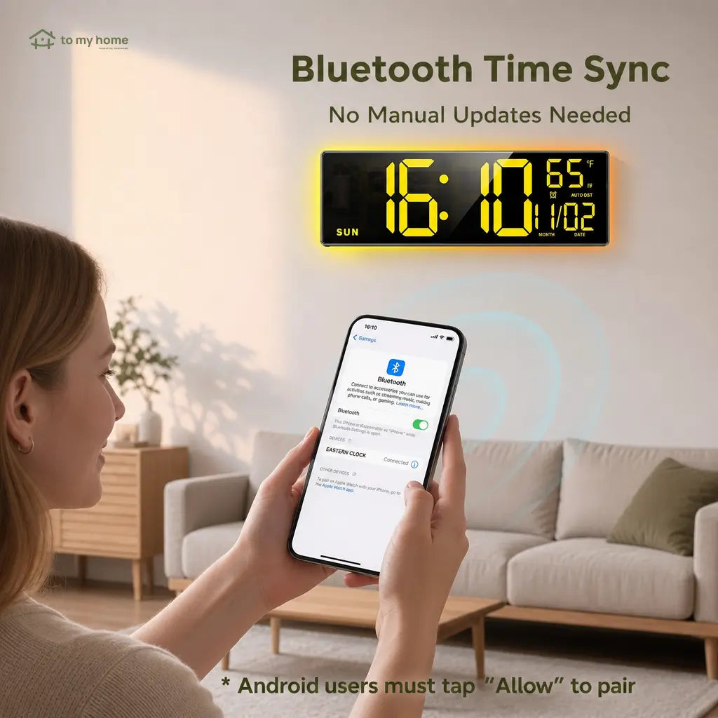 Large digital wall clock with RGB ambient light, dual alarms, and easy-read LED display for home offices, kitchens, classrooms, and gaming rooms Tomyhome Global