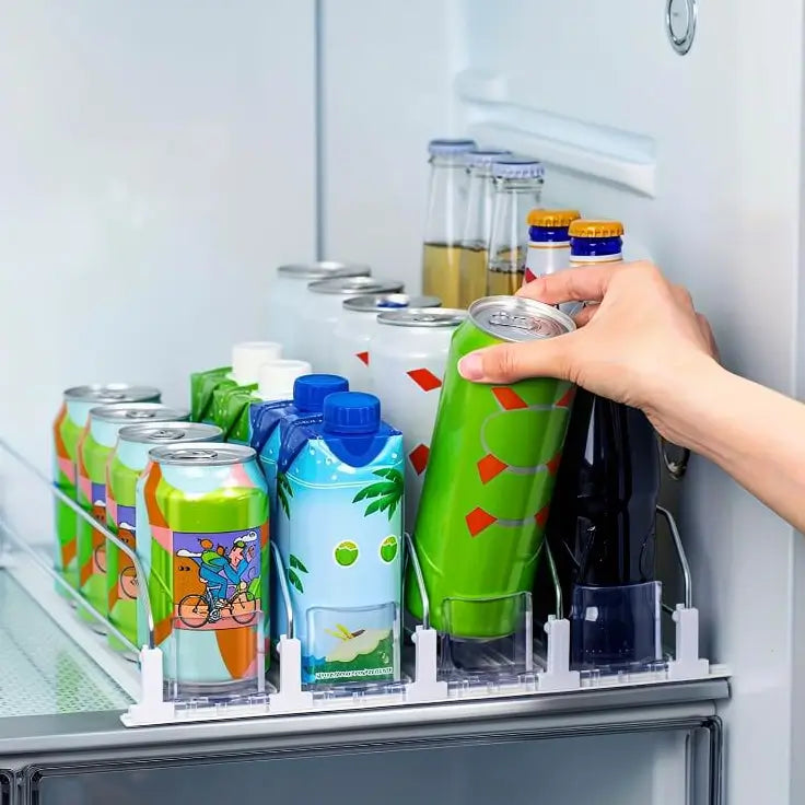 Automatic Drink Organizer for Fridge, Self-Pushing Soda Can Dispenser for Refrigerator, 355 ml to 591 ml Beverage Holder, Clear Durable Material