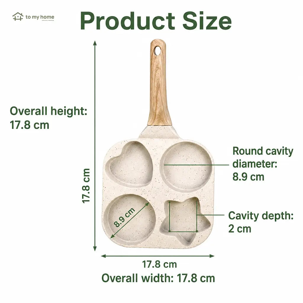 4-Cavity Nonstick Egg Frying Pan with Heart, Star and Round Molds for Fun Daily Breakfasts, Pancakes, Omelets, Toast and Compact Kitchens Tomyhome Global