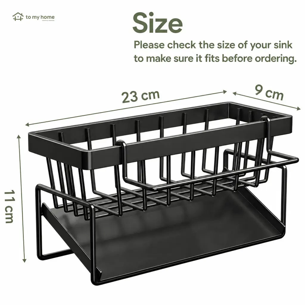 Corrosion-resistant metal sink organizer with high brush holder for sponges, scrubbers, bottles, and clutter-free kitchen counters beside your dishwashing area every day Tomyhome Global