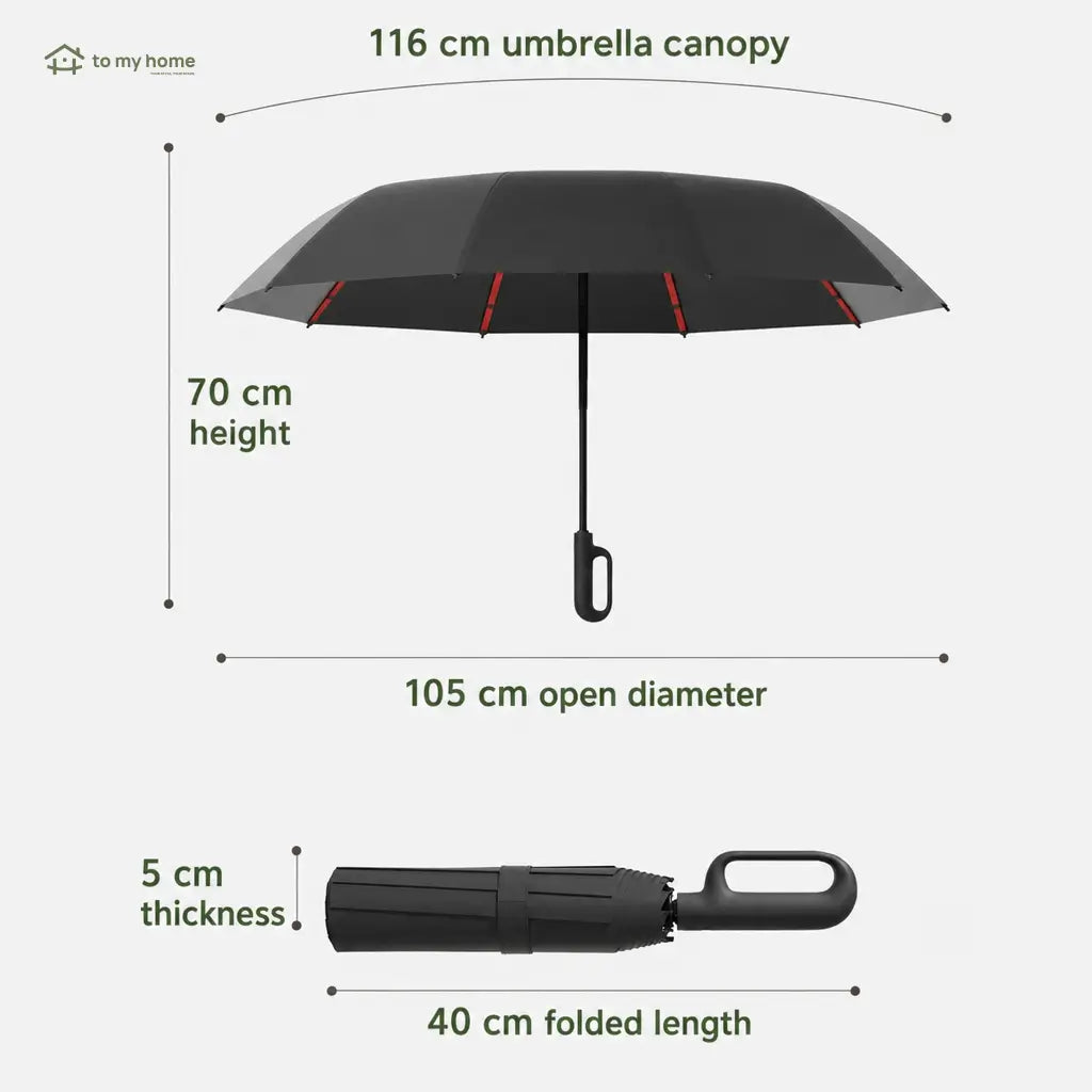 Automatic folding umbrella with 10-rib wind-resistant frame and loop buckle for commuting, travel, rain and sun protection for men and women Tomyhome Global