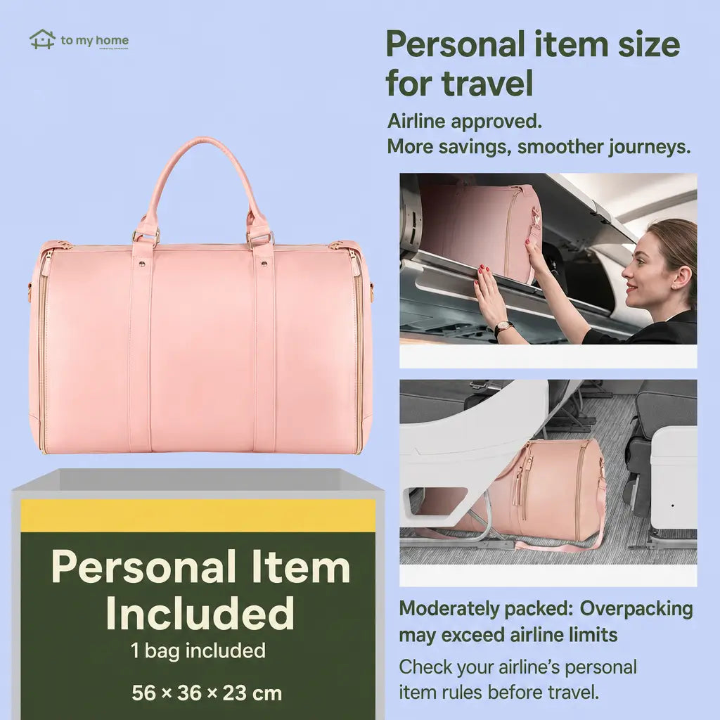 57L Travel Duffle Bag with Garment and Shoe Compartments, Water-Resistant Carry-On Weekender for Gym, Business Flights, Weddings, and Hospital Packing Tomyhome Global
