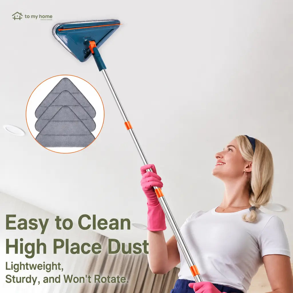 Adjustable long handle wall mop with 360° swivel head and reusable pads for ceilings, baseboards, windows, floors, and hard-to-reach dust cleaning Tomyhome Global