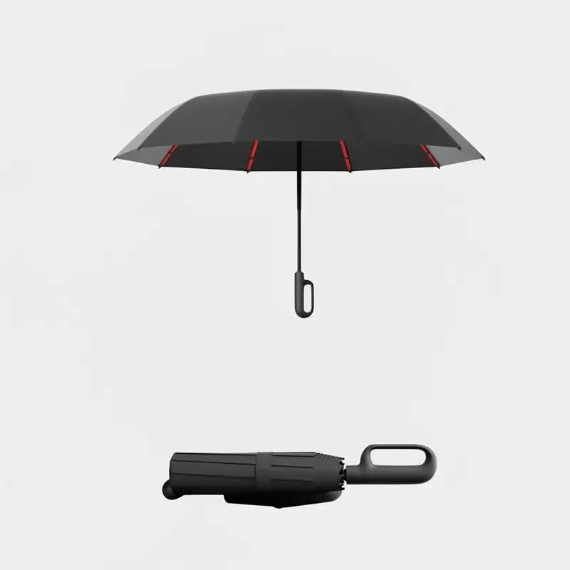 Automatic Folding Umbrella Portable Windproof Waterproof Rain Travel Umbrella with Loop Buckle Handle and Reinforced Ribs for Men Women Outdoor Daily Use