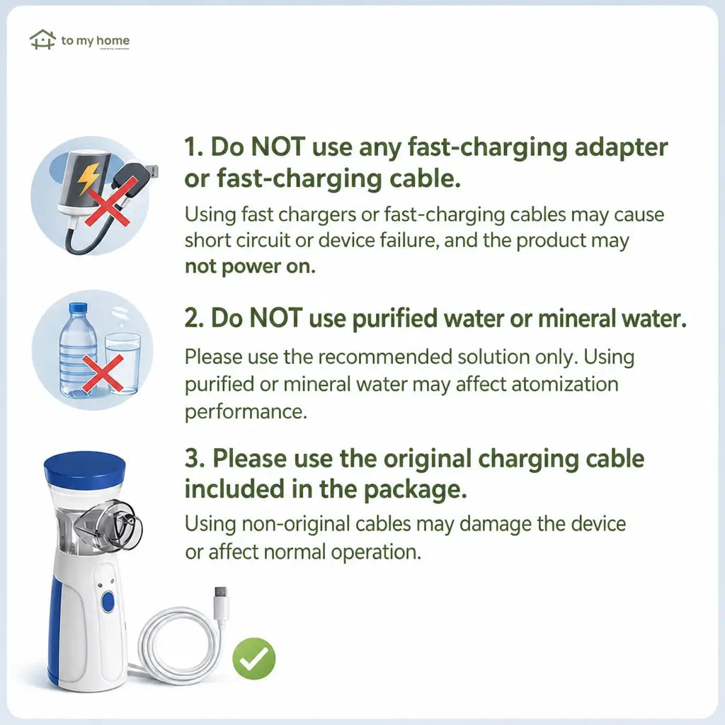 Portable ultrasonic mesh nebulizer with two mist modes, quiet USB rechargeable design for adults and children at home or travel Tomyhome Global