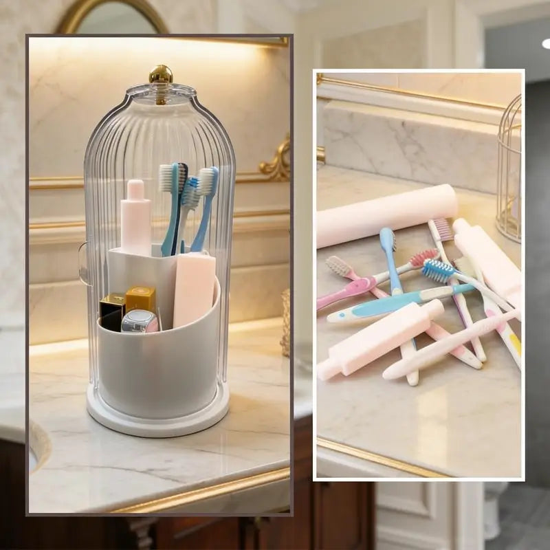 Dustproof 3-Slot Rotating Electric Toothbrush Holder Clear Stand Vanity Brush Bucket Storage Dental Oral Hygiene Tool Organizer Box Kit New Style