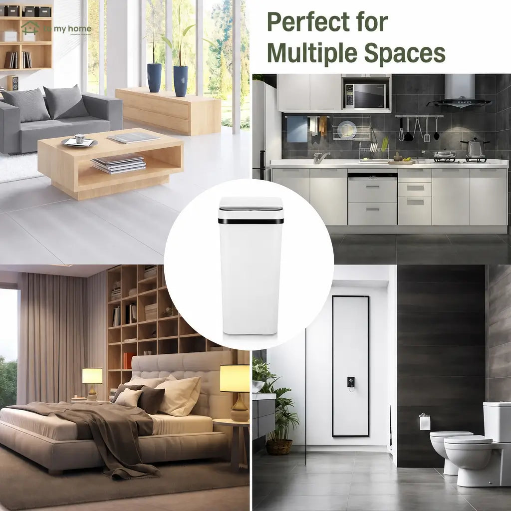 12L Touchless Motion Sensor Trash Can with Airtight Lid, Slim Waterproof Design, and Low-Noise Lid for Kitchen, Bathroom, Bedroom, Office Use Tomyhome Global