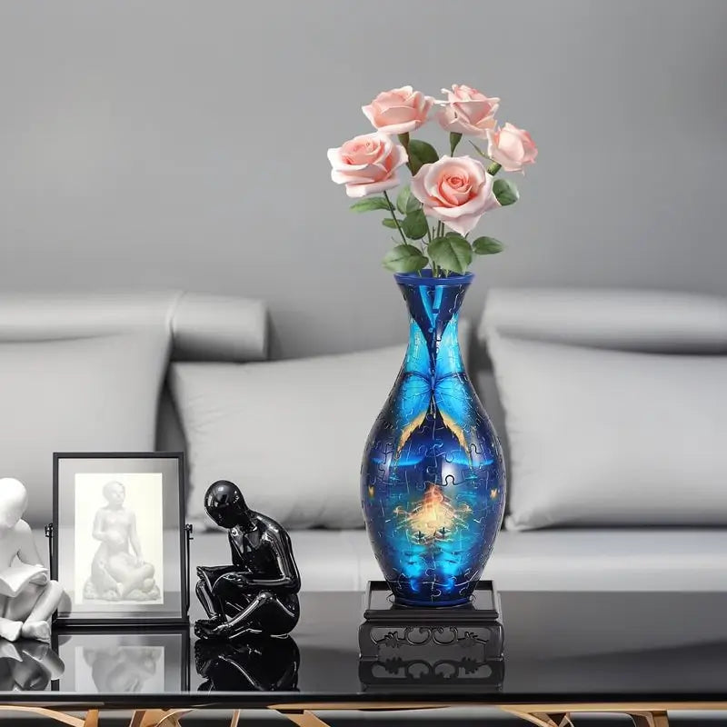 Vase Puzzle 3D Décoratif Pot Jardinière Art Récipient pour Arrangements Floraux Réels Décoration Intérieure Cadeau DIY Créatif Femme Anniversaire Fête des Mères Occasion Spéciale