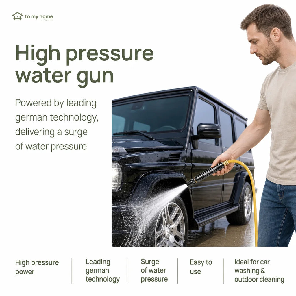 High-Pressure Car Wash Spray Nozzle with Adjustable Patterns for Home Vehicle Cleaning, Garden Watering, Floors, Pet Rinsing and Outdoor Care Tomyhome Global