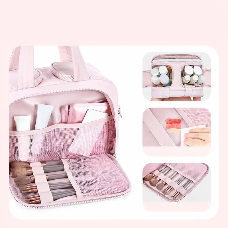 Puffy 4-in-1 Toiletry Bag for Women Multi-Functional Travel Organizer with 4 Compartments Makeup Pouch for Daily Cosmetic and Toiletry Storage