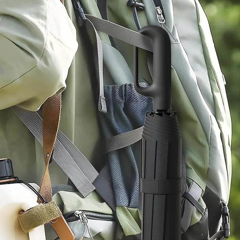 Automatic Folding Umbrella Portable Windproof Waterproof Rain Travel Umbrella with Loop Buckle Handle and Reinforced Ribs for Men Women Outdoor Daily Use